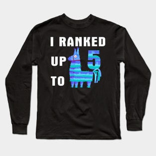 I Ranked Up To 5 Birthday Video Game Llama Long Sleeve T-Shirt